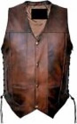 Men's Motorcycle Leather Brown Vest